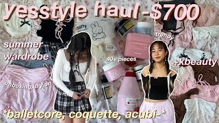 700 HUGE YESSTYLE tryon haul 🩰 40 items trendy aesthetic clothes  kbeauty coquette acubi [upl. by Eramal182]