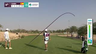 Carlota Ciganda drives the 317 yard par4 18th hole at Riyadh Golf Club  Aramco Team Series [upl. by Abner]