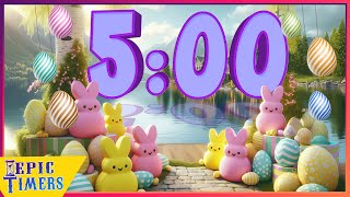 5 Minute Countdown Timer with relaxing music for classrooms Easter Peeps Candy Spring break [upl. by Hosea301]