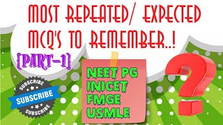 MOST REPEATED MCQS TO REMEMBER PART1 neetpg inicet fmge medicine NEXTPG2024MCQONLY [upl. by Ahselyt43]