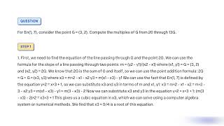 For En1 7 consider the point G  3 2 Compute the multiples of G from 20 through 13G [upl. by Gweneth]