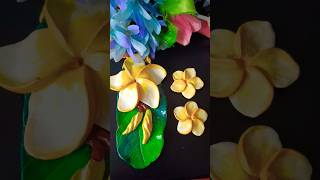 Clay diye Kathgolap bananohow to make plumeria flower with clayshorts clayjewelrymaking [upl. by Novikoff]