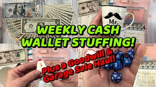 WEEKLY CASH WALLET STUFFING Plus a Goodwill amp Garage Sale Haul Savings for sinking funds [upl. by Yentiw336]