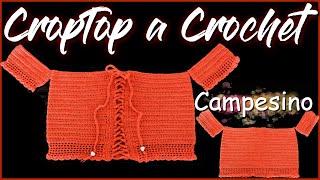 CROP TOP TEJIDO A CROCHET  PASO A PASO  BLUSA ESTILO CAMPESINA  NIRVANA CROCHET  REF 04 [upl. by Weingartner775]