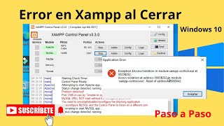 Error al cerrar Xampp control Exception EAccessViolation in modulo Xampp [upl. by Janus]