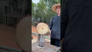 The process of splitting wood with a cracking drill [upl. by Adnahsed]