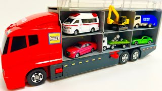 12 Types Tomica Cars ｜ Tomica opening and put in Okatazuke convoy [upl. by Annahtur51]