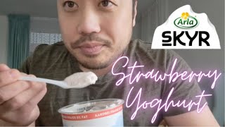 ASMR Eating Sounds  Arla Skyr Strawberry Yoghurt 🍓🍶 [upl. by Aneetsirk]