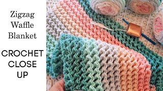 Zigzag Waffle Blanket  Crochet Design Close Up [upl. by Una]