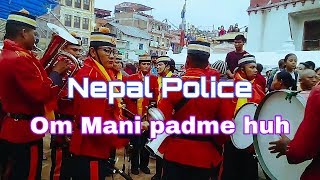 Nepal police playing om mani padme huh at boudha stupa during the marriage occasion brass band [upl. by Wallis710]