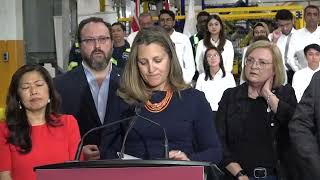 Freeland says Canada is looking at surtax on Chinese EVs [upl. by Vanessa273]