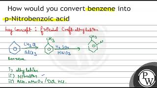 How would you convert benzene into pNitrobenzoic acid [upl. by Tann]