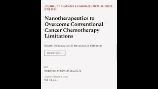 Nanotherapeutics to Overcome Conventional Cancer Chemotherapy Limitations  RTCLTV [upl. by Kolnick995]