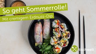 Vietnamesische Sommerrollen mit Erdnusssoße  Rezept  frisch gerollt in Reispapier [upl. by Jeffery476]