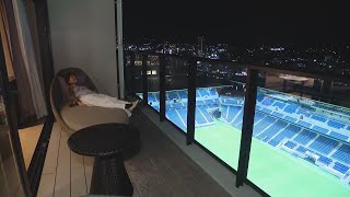 日本初！客室からサッカースタジアムを一望できるホテルの景色は？ 長崎スタジアムシティ開業間近 商業施設内も初公開 [upl. by Jacobba511]