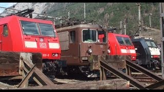 Bahnverkehr in Wassen und Erstfeld Gotthard 032012 [upl. by Radnaxela]