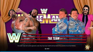 The Bushwhackers vs The Fabulous Rougeaus WrestleMania 5 WWE 2K24 [upl. by Akemrej]