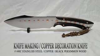 KNIFE MAKING  COPPER DECORATION KNIFE 수제칼 만들기 99 [upl. by Singhal]