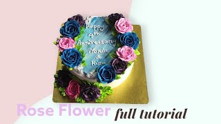 Rose cake full tutorial birthdaycakedecorating cake chocolate flavour flower rose anniversary [upl. by Yt]