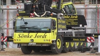 Colorful Liebherr LTM 110052 mobile crane assembling impressive Wolff towercrane DREAM MACHINES [upl. by Enoek]