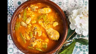 Arroz caldoso de pollo 🐔 y conejo 🐇  receta valenciana [upl. by Keslie]