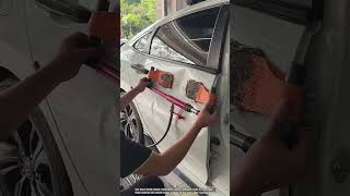 The process of stretching the car door sheet metal [upl. by Cohette]