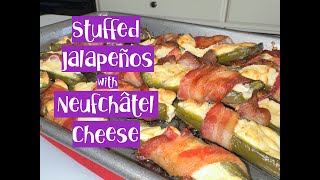 Stuffed Jalapeño peppers with Neufchatel cheese and bacon This side snack never gets old [upl. by Quartis547]