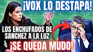 💥¡ESCÁNDALO A LA LUZ💥 Pepa Millán de VOX DESTAPA los ENCHUFES de Pedro Sánchez 👉¡Bolaños HELADO👈 [upl. by Neeham]