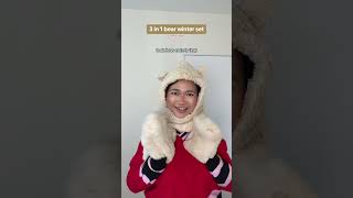 tiktok shop viral cute bear hatscarfmittens trio unboxing🐻🧣🧤 [upl. by Knowle]