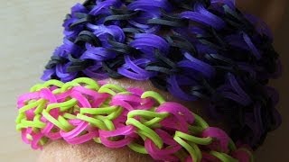 RAINBOW LOOM MONSTER TAIL PUFFY CUFF ORIGINAL BRACELET  How to make [upl. by Llenroc]