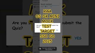 RWA GS GK MINI MOCK TEST TARGET SSC GD 2025 PREPARATION rwa sscgd sscexam mocktest testbook [upl. by Jody190]