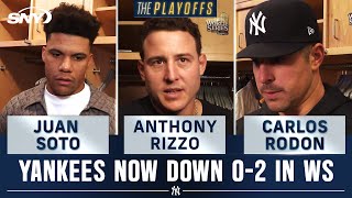 Carlos Rodon Juan Soto amp Anthony Rizzo on Yanks WS Game 2 loss Game 3 is a must win  SNY [upl. by Nlycaj469]