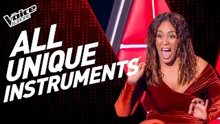 ALL Blind Auditions with UNIQUE INSTRUMENTS On The Voice [upl. by Ennelram]