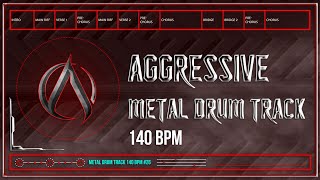 Aggressive Metal Drum Track 140 BPM HQHD [upl. by Dall]