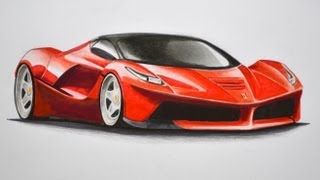 How to Draw a Ferrari With Colors  How to Draw a Car [upl. by Mirth]