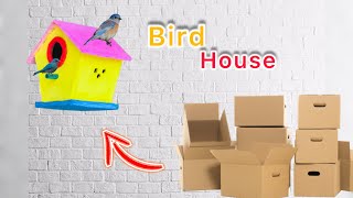 Bird House making using Cardboard  Hondmade Bird house  Crafty Creations [upl. by Doniv]