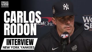 Carlos Rodon Discusses Impressions of Los Angeles Dodgers Yankees World Series Berth amp Juan Soto [upl. by Rovert]