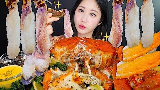 처음 본 킹크랩 홑게👀✨킹크랩 회 킹크랩 먹방🧡ft평소보다 말 많음 주의 33kg Raw King Crab タラバガニ  eating show  mukbang asmr [upl. by Charles564]