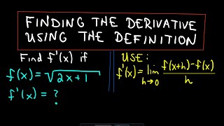 Finding the Derivative of a Square Root Function Using Definition of a Derivative [upl. by Nilok804]