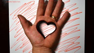 Trick Art on Hand  Cool 3D Heart Hole Optical Illusion [upl. by Seeto]