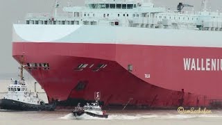 car carrier TALIA C6VJ6 IMO 9311854 inbound Emden with tugs pilot boarding timelapse [upl. by Denby]