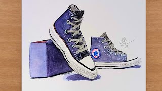 Drawing Casual Shoes with Colored Pencils  casualshoes viral [upl. by Allissa89]