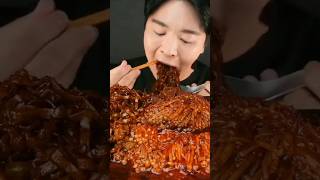 Asmr mukbang black bean noodles spicy octopus amp mushroom shorts mukbang food [upl. by Petr623]