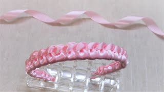 DIY Ribbon Crafts  How to Make a Braided Headband with Satin Ribbon  Amazing Plait Ribbon Hairband [upl. by Haras]