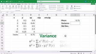 Discrete Probability Distribution Mean Variance Standard Deviation Excel 365 template [upl. by Yart]