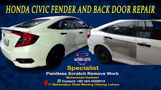 Honda civic fender and back door repair 💯 best work ✅ More Info 0323450012 [upl. by Aihtnys]