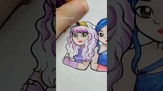 Drawing Mal and Evie Descendants 2 Disney drawing fanart disney descendants [upl. by Aehsel]