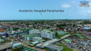 Flying at Academische Ziekenhuis Paramaribo AZP and surrounding neighborhood [upl. by Annadroj]