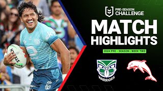 NRL Preseason 2024  Warriors v Dolphins  Match Highlights [upl. by Neenahs]