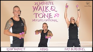 25 Min WALK amp TONE Dumbbell Workout  Burn Fat amp Build Muscle  Full Body Compound Moves [upl. by Hanyaz]